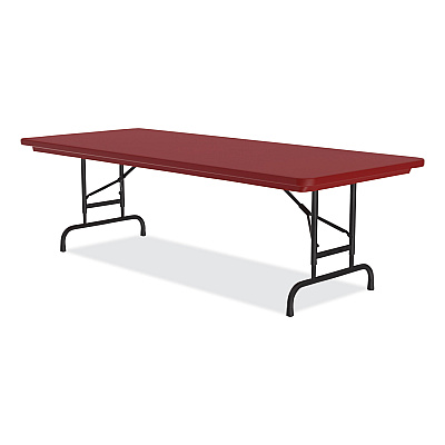 Correll Adjustable Folding Tables, Rectangular, 72" x 30" x 22" to 32", Red Top, Black Base, 4/Pallet (CRLRA3072254P)