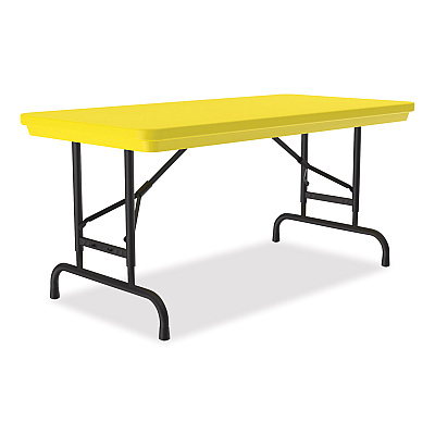 Correll Adjustable Folding Table, Rectangular, 48" x 24" x 22" to 32", Yellow Top, Black Legs, 4/Pallet (CRLRA2448284P)