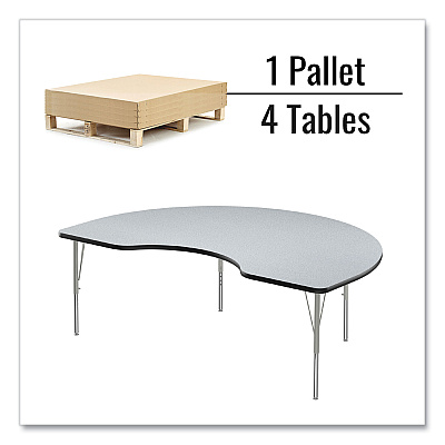 Correll Adjustable Activity Tables, Kidney Shaped, 72" x 48" x 19" to 29", Gray Top, Gray Legs, 4/Pallet (CRL4872TF15954P)