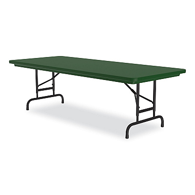 Correll Adjustable Folding Tables, Rectangular, 72" x 30" x 22" to 32", Green Top, Black Base, 4/Pallet (CRLRA3072294P)