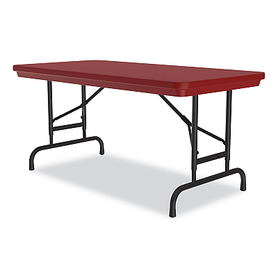 Correll Adjustable Folding Table, Rectangular, 48" x 24" x 22" to 32", Red Top, Black Legs, 4/Pallet (CRLRA2448254P)