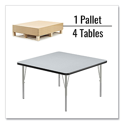 Correll Adjustable Activity Tables, Square, 48" x 48" x 19" to 29", Gray Top, Silver Legs, 4/Pallet (CRL4848TF15954P)