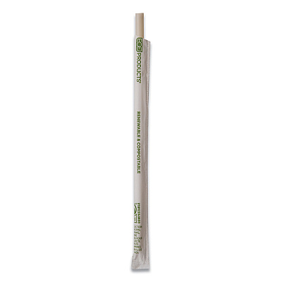 Eco-Products Renewable and Compostable PHA Straws, 10.25", Natural White, 1,250/Carton (ECOEPSTPHA1025)