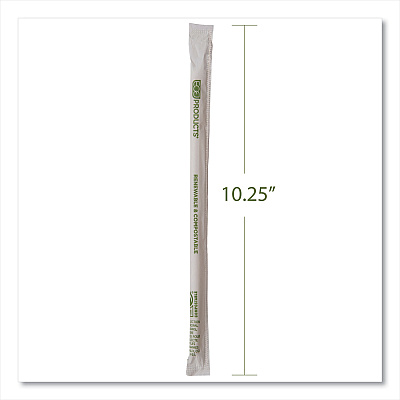 Eco-Products Renewable and Compostable PHA Straws, 10.25", Natural White, 1,250/Carton (ECOEPSTPHA1025)