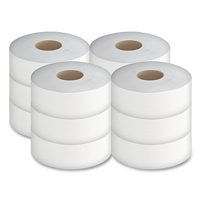 GEN Jumbo Bath Tissue, Septic Safe, 2-Ply, White, 3.5" x 750 ft, 12/Carton (GENJRT2PLY)