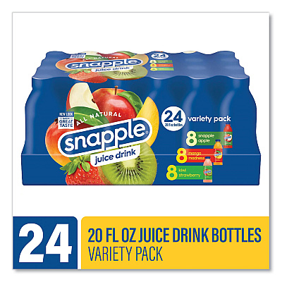 Juice Drink Variety Pack, Snapple Apple, Kiwi Strawberry, Mango Madness, 20 oz Bottle, 24/Carton (GRR22000813)