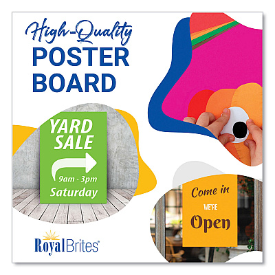 Royal Brites Premium Coated Poster Board, 11 x 14, Assorted Neon Colors, 5/Pack (GEO23500S)