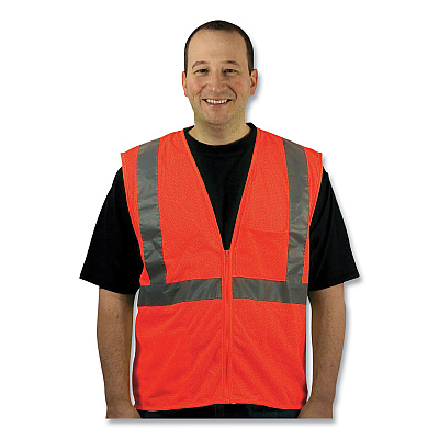 PIP Zipper Safety Vest, 2X-Large, Hi-Viz Orange (PID302MVGZOR2X)