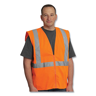 PIP Zipper Safety Vest, 2X-Large, Hi-Viz Orange (PID302MVGZOR2X)