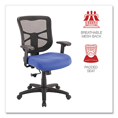 Alera Elusion Series Mesh Mid-Back Swivel/Tilt Chair, Supports Up to 275 lb, 17.9" to 21.8" Seat Height, Navy Seat (ALEEL42BME20B)