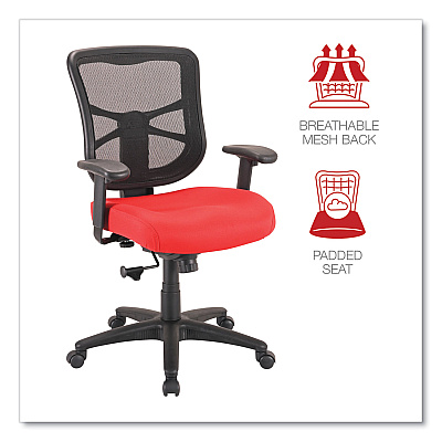 Alera Elusion Series Mesh Mid-Back Swivel/Tilt Chair, Supports Up to 275 lb, 17.9" to 21.8" Seat Height, Red (ALEEL42BME30B)