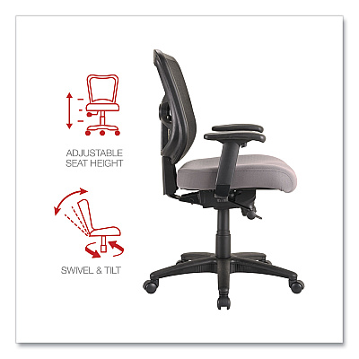 Alera Elusion Series Mesh Mid-Back Swivel/Tilt Chair, Supports Up to 275 lb, 17.9" to 21.8" Seat Height, Gray Seat (ALEEL42BME40B)