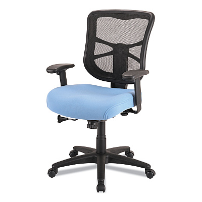 Alera Elusion Series Mesh Mid-Back Swivel/Tilt Chair, Supports Up to 275 lb, 17.9" to 21.8" Seat Height, Light Blue Seat (ALEEL42BME70B)