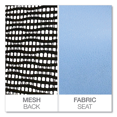 Alera Elusion Series Mesh Mid-Back Swivel/Tilt Chair, Supports Up to 275 lb, 17.9" to 21.8" Seat Height, Light Blue Seat (ALEEL42BME70B)