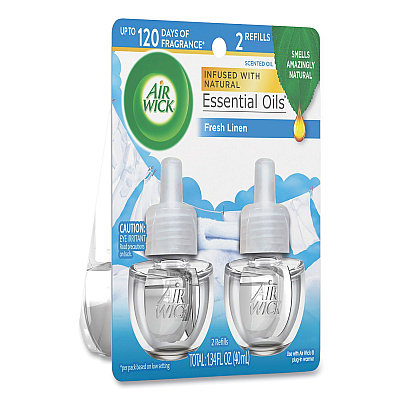 Air Wick Scented Oil Twin Refill, Fresh Linen, 0.67 oz, 2/Pack, 6/Carton (RAC82291)