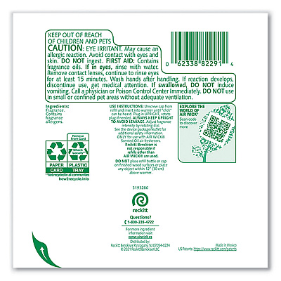 Air Wick Scented Oil Twin Refill, Fresh Linen, 0.67 oz, 2/Pack, 6/Carton (RAC82291)