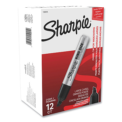 Sharpie King Size Permanent Marker, Broad Chisel Tip, Black, Dozen (15001B)