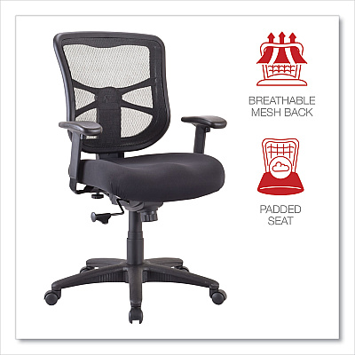 Alera Elusion Series Mesh Mid-Back Swivel/Tilt Chair, Supports Up to 275 lb, 17.9" to 21.8" Seat Height, Black (ALEEL42BME10B)