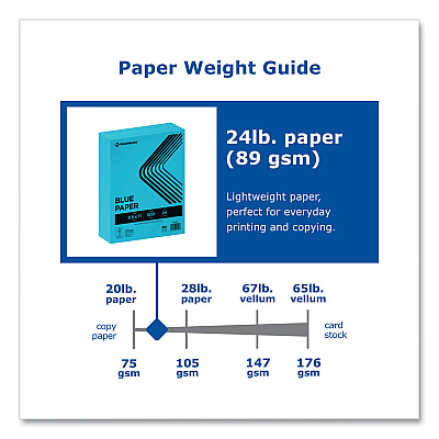 Printworks Color Paper, 24 lb Text Weight, 8.5 x 11, Blue, 500/Ream (PRB00102)