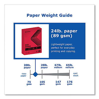 Printworks Color Paper, 24 lb Text Weight, 8.5 x 11, Red, 500/Ream (PRB00105)