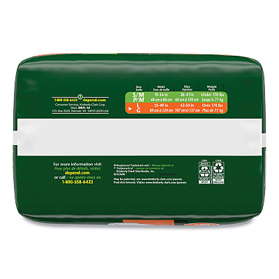Depend Incontinence Protection with Tabs, 35" to 49" Waist, 16/Pack, 3 Packs/Carton (KCC35458)