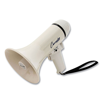 Champion Sports Megaphone, 4 W to 8 W, 400 yds Range, White (CSIMP4W)