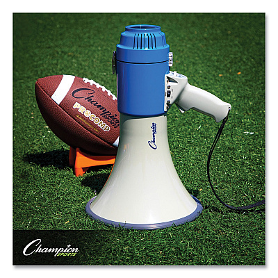 Champion Sports Megaphone, 12 W to 25 W, 1,000 yds Range, White/Blue (CSIMP12W)