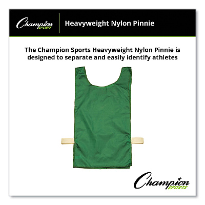 Champion Sports Heavyweight Pinnies, Nylon, One Size, Green, 1/Dozen (CSINP1GN)