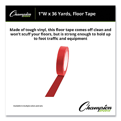 Champion Sports Floor Tape, 1" x 36 yds, Red (CSI1X36FTRD)