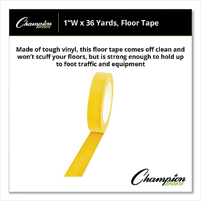 Champion Sports Floor Tape, 1" x 36 yds, Yellow (CSI1X36FTYL)