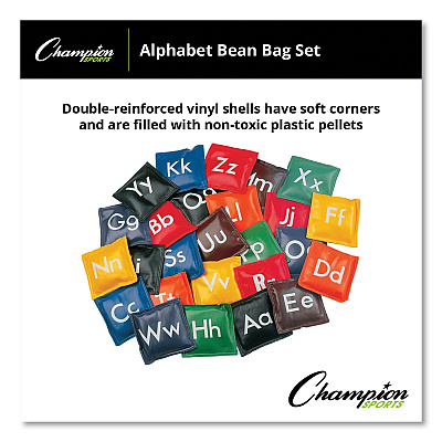 Champion Sports Alphabet Bean Bag Set, Vinyl, Assorted Colors, 26/Box (CSIAB55)