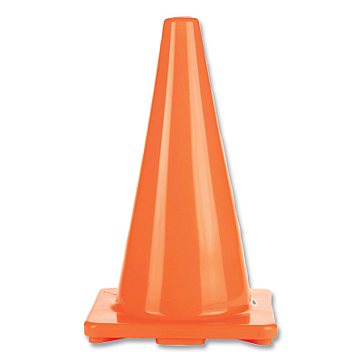 Champion Sports Hi-Visibility Vinyl Cones, 18" Tall, Fluorescent Orange, 10.63" x 10.63" Base (CSIC18OR)