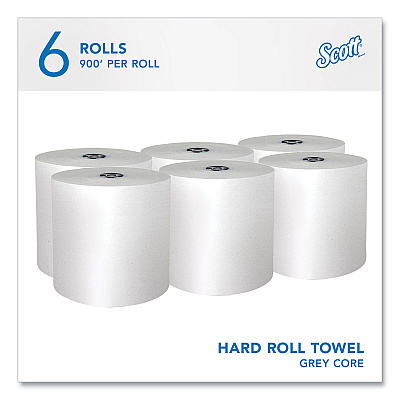 Pro Hard Roll Paper Towels with Absorbency Pockets, for Scott Pro Dispenser, Gray Core Only, 1-Ply, 7.5" x 900 ft, 6 Rolls/CT (KCC43960)