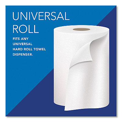 Scott Essential 100% Recycled Fiber Hard Roll Towel, 1-Ply, 8" x 800 ft, 1.5" Core, White, 12 Rolls/Carton (KCC01052)