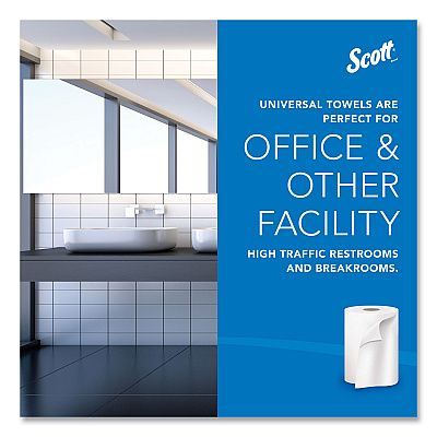 Scott Essential 100% Recycled Fiber Hard Roll Towel, 1-Ply, 8" x 800 ft, 1.5" Core, White, 12 Rolls/Carton (KCC01052)