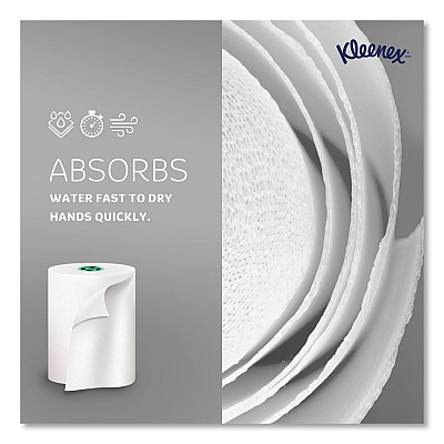 Kleenex Hard Roll Paper Towels with Premium Absorbency Pockets with Colored Core, Gray Core, 1-Ply, 7.5" x 700 ft, White, 6 Rolls/CT (KCC25639)
