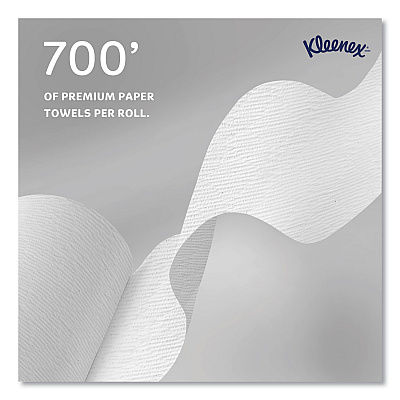 Kleenex Hard Roll Paper Towels with Premium Absorbency Pockets with Colored Core, Gray Core, 1-Ply, 7.5" x 700 ft, White, 6 Rolls/CT (KCC25639)