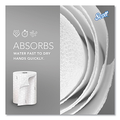 Pro Hard Roll Paper Towels with Elevated Scott Design for Scott Pro Dispenser, Gray Core Only, 1-Ply, 1,150 ft, 6 Rolls/CT (KCC25703)
