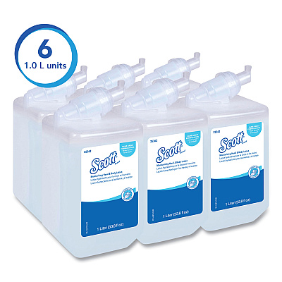 Scott Moisturizing Hand and Body Lotion, 1 L Bottle, Fresh Scent, 6/Carton (KCC35362CT)
