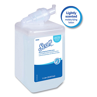 Scott Moisturizing Hand and Body Lotion, 1 L Bottle, Fresh Scent, 6/Carton (KCC35362CT)