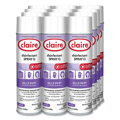Claire Spray Q Disinfectant. Lavender Scent, 17 oz Aerosol Spray, Dozen (CGC1003)