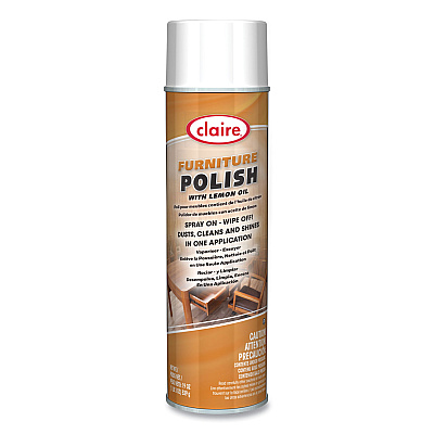 Claire Furniture Polish with Lemon Oil, Lemon Scent; 19 oz Aerosol Spray, Dozen (CGC811)