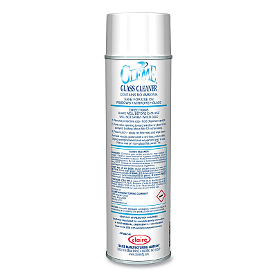Claire Gleme Glass Cleaner, Fresh Scent, 19 oz Aerosol Spray, Dozen (CGC050)