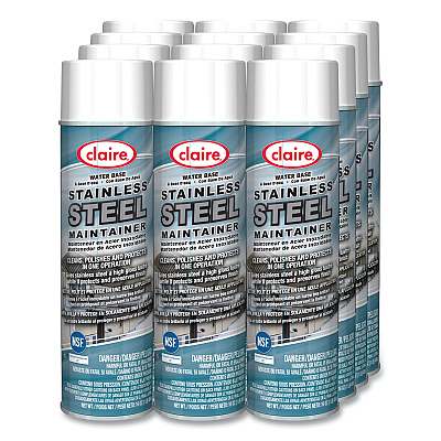Claire Stainless Steel Maintainer, Lemon Scent, 16 oz Aerosol Spray, Dozen (CGC844)