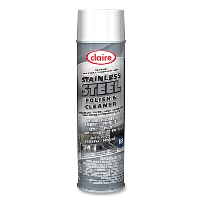 Claire Stainless Steel Polish and Cleaner, Lemon Scent, 15 oz Aerosol Spray, Dozen (CGC841)