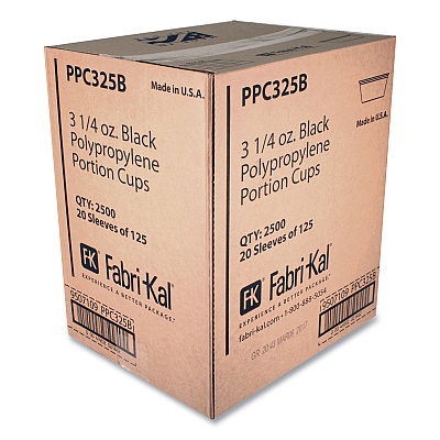 Fabri-Kal Portion Cups, 3.25 oz, Black, 250/Sleeve, 10 Sleeves/Carton (FABPPC325B)