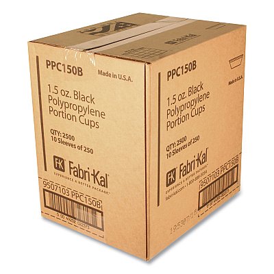Fabri-Kal Portion Cups, 1.5 oz, Black, 250/Sleeve, 10 Sleeves/Carton (FABPPC150B)
