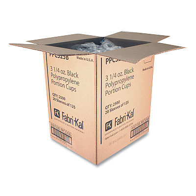 Fabri-Kal Portion Cups, 3.25 oz, Black, 250/Sleeve, 10 Sleeves/Carton (FABPPC325B)