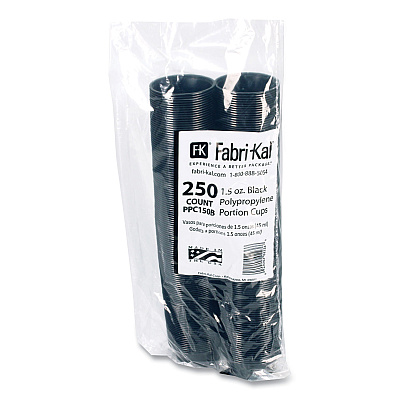 Fabri-Kal Portion Cups, 1.5 oz, Black, 250/Sleeve, 10 Sleeves/Carton (FABPPC150B)
