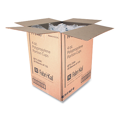 Fabri-Kal Portion Cups, 4 oz, Clear, 250/Sleeve, 10 Sleeves/Carton (FABPPC400)